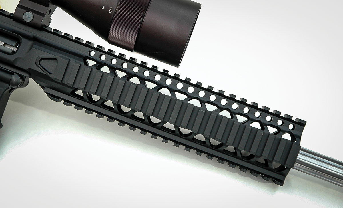 An AR-15 with a handguard like this one is a perfect candidate for uniformly cooling a barrel by pouring water on its outer surface.